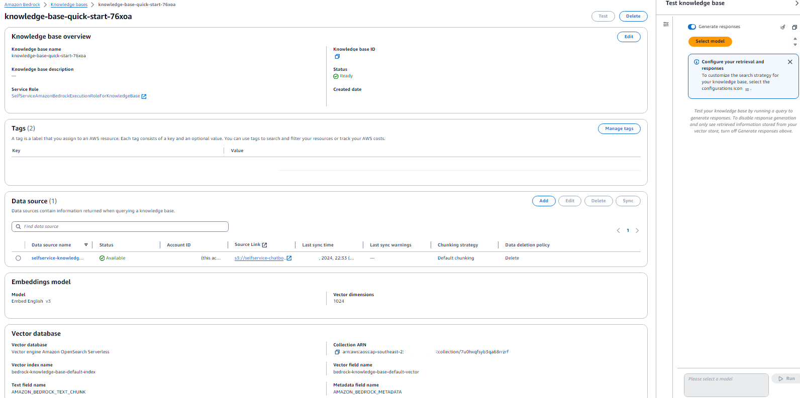 AWS Bedrock Knowledge Base Configurations